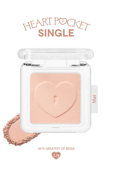 سایه تک مات قابل شخصی‌سازی PERIPERA Heart Pocket Single (M15 Greatest of Beige)