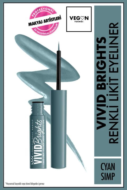 NYX Professional Makeup Vivid Brights Liquid Eyeliner - Cyan Simp