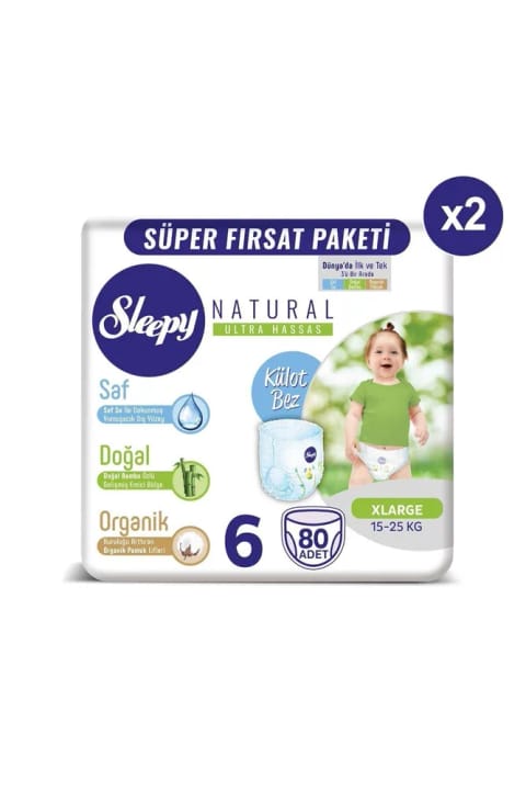 Sleepy Natural پوشک شورت 6 سایز Xlarge 160 عددی