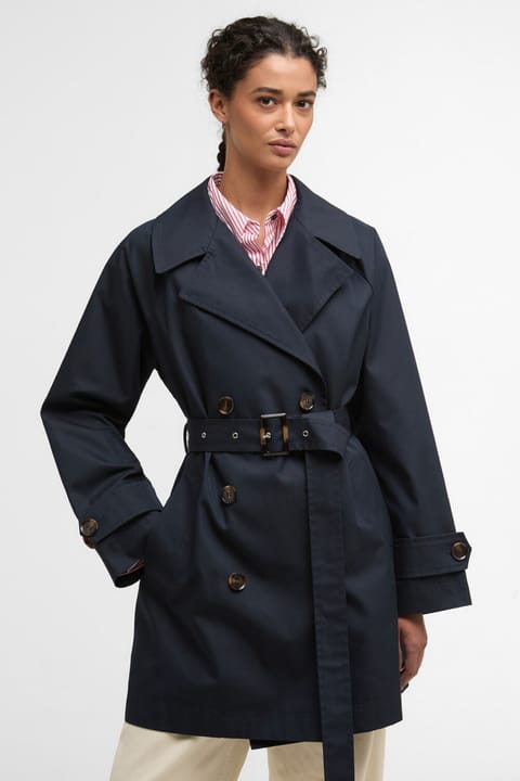 ترنچ‌کت ضدآب Barbour Adare NY91 رنگ Dark Navy / طرح Dress Navy Tartan