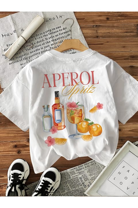 تیشرت طرح چاپی Aperol یونیسکس uyguntarz