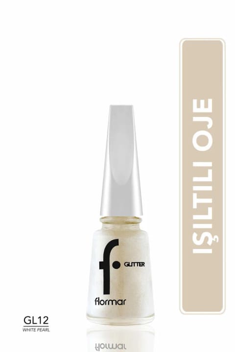 Flormar رژ لب شفاف با براقیت زیاد - Glitter Nail Enamel - GL012 White Pearl