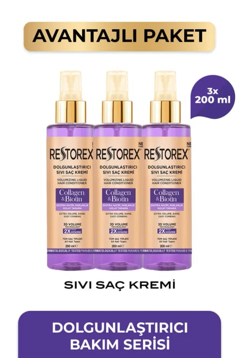Restorex حجمدهنده مایع نرمکننده مو کلاژن و بیوتین ۲۰۰ میلیلیتر