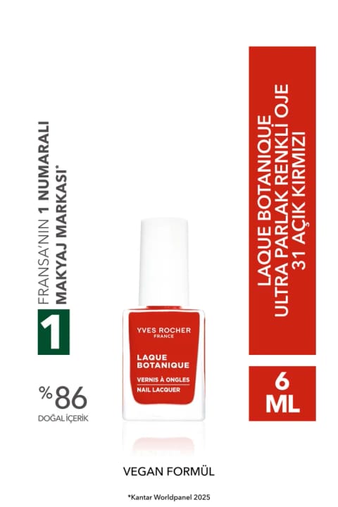 Yves Rocher لاک گیاهی اولترا براق و رنگی وگان - 31 قرمز روشن
