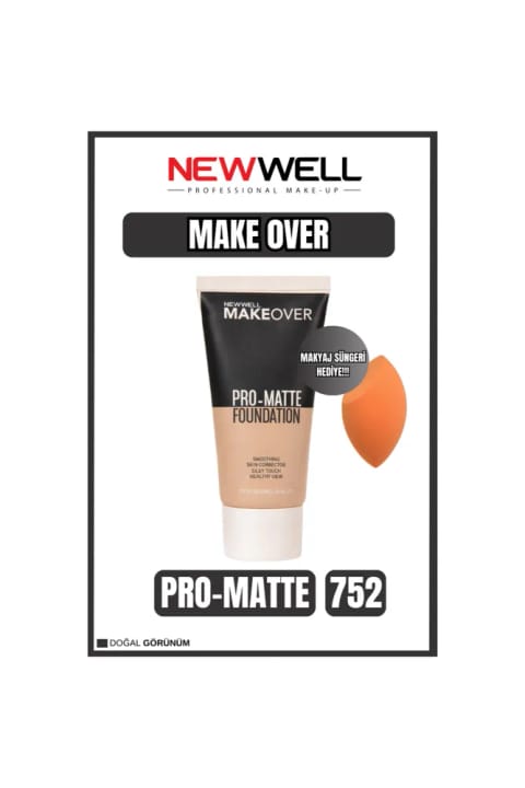 نیو ول Makeover Pro-matte فونداسیون 752 - هدیه اسفنج آرایش