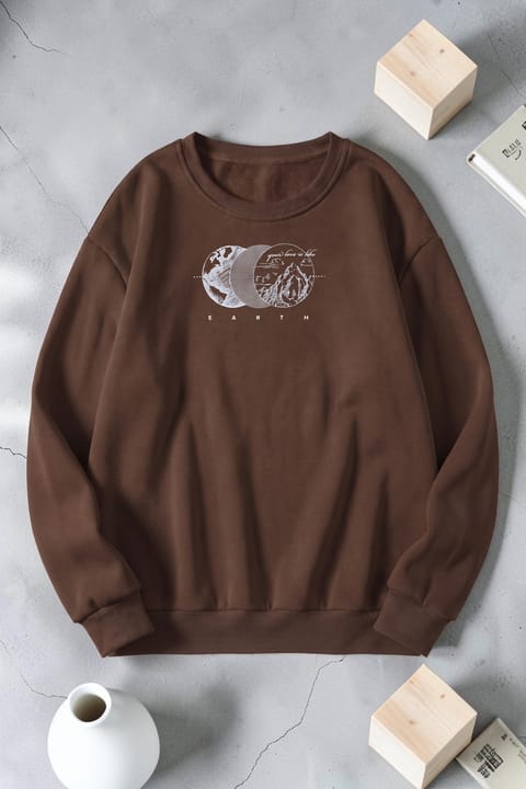 سویشرت یقه گرد Unisex طرح Earth برند uyguntarz