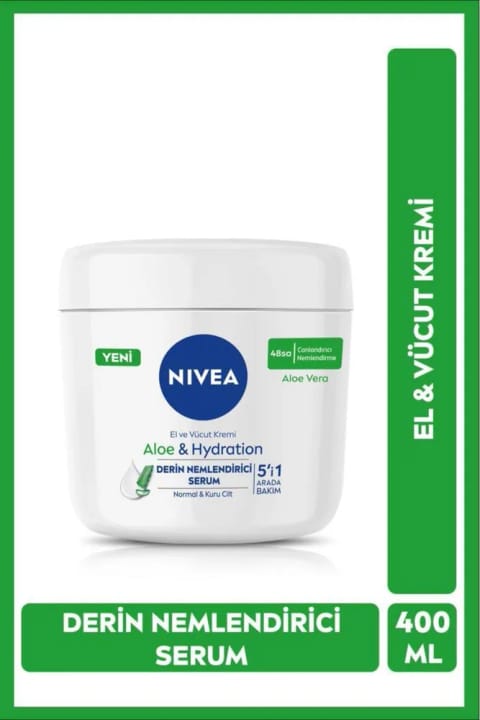 NIVEA کرم دست و بدن آلوئه ورا 5 در 1 با 400 میلی‌لیتر، مرطوب‌کننده 48 ساعته