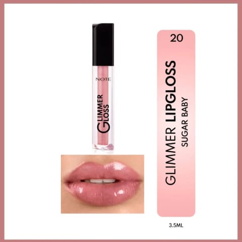 Note Glimmer Gloss براقکننده لب مرطوبکننده درخشان ۲۰ Sugar Baby