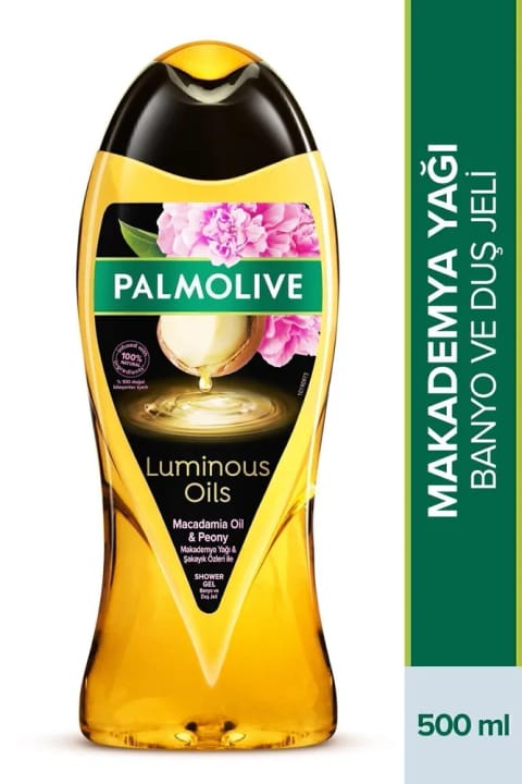 Palmolive Luminous Oils ژل حمام و دوش با روغن ماکادمیا و عصاره گل صد تومانی 500 میلیلیتر
