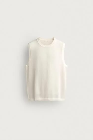 MESH TEXTURE KNIT TANK TOP