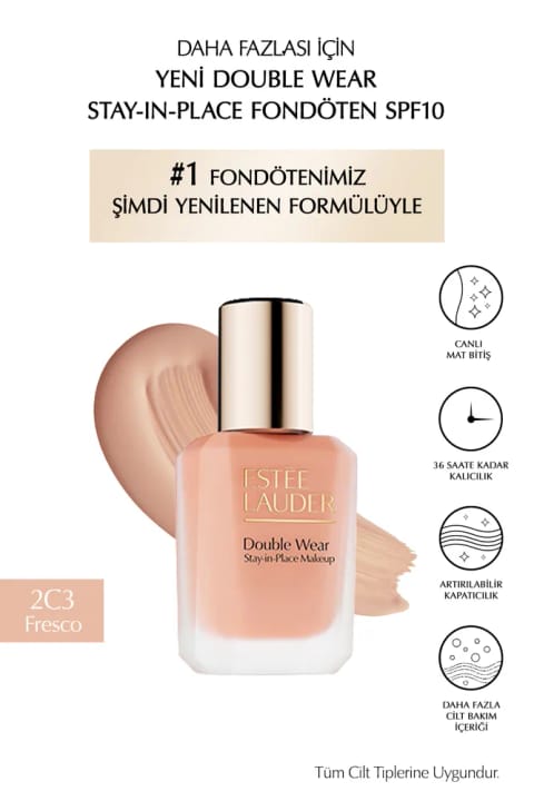 فونداسیون Estee Lauder Double Wear Stay-in-Place SPF10 با فینیش مات شاداب (2C3 FR...
