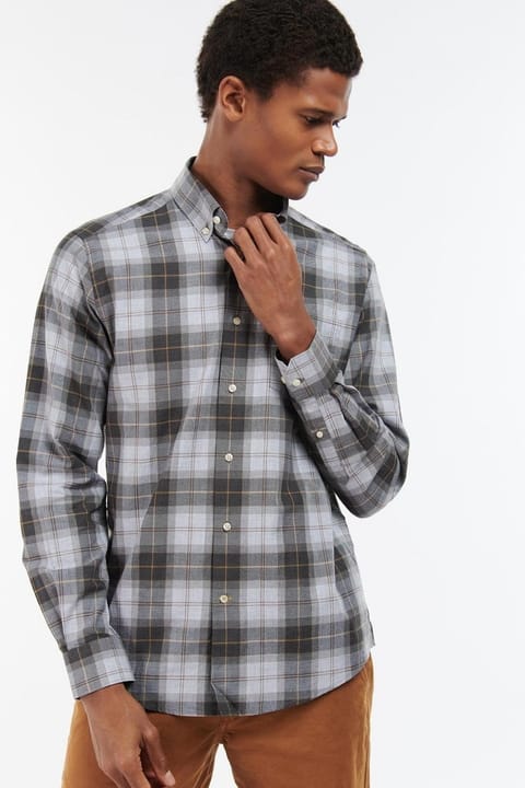 پیراهن تارتان Wetheram Tailored Barbour مدل TN86 رنگ Greystone
