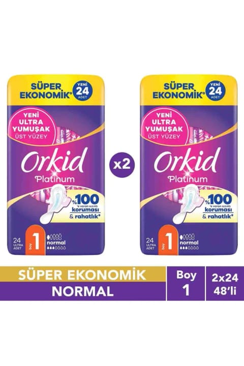 Orkid Platinum نرمال (سایز 1) 24 عددی فوق اقتصادی نواربهداشتی x2