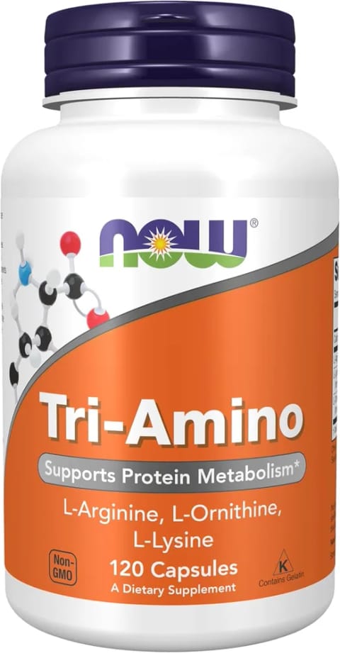 NOW Foods تری‌آمینو با L-Arginine، L-Ornithine و L-Lysine ۱۲۰ کپسول