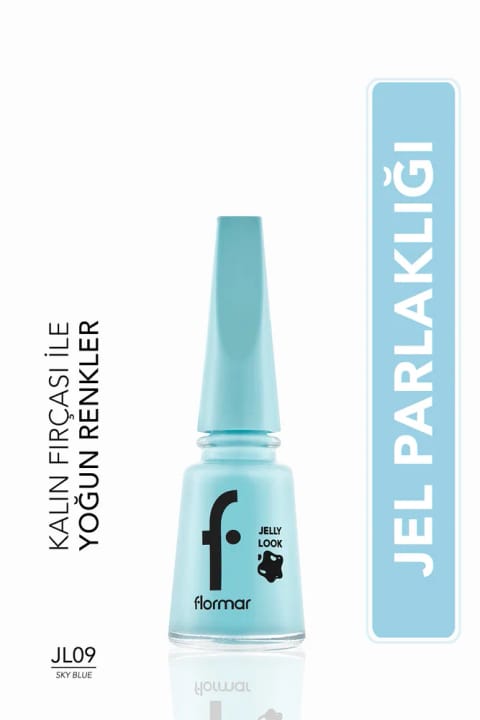 Flormar ژل گلیتر لاک (آبی آسمانی) - Jelly Look Nail Enamel