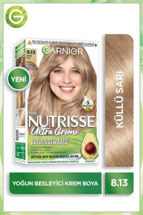 گارنیه Nutrisse رنگ موی دائمی کرمی و مغذی 8.13 بلوند خاکستری