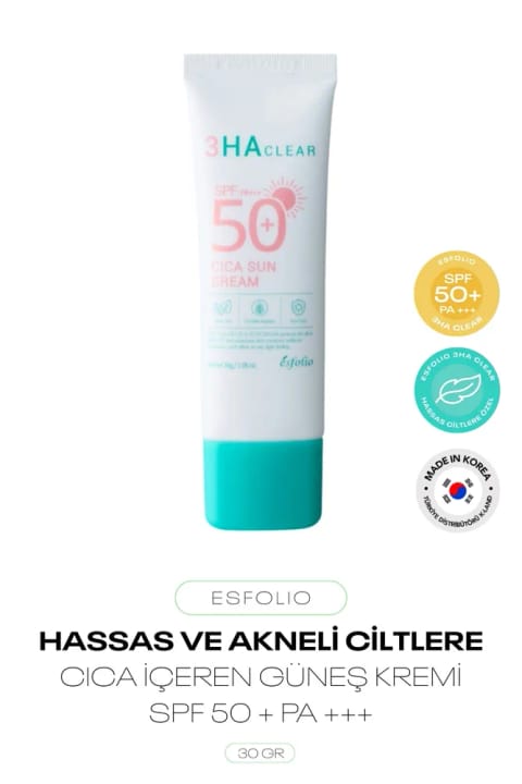 کرم ضدآفتاب اسفولیو مخصوص پوست حساس و مستعد آکنه 3HA Clear Cica Sun Cream SP...