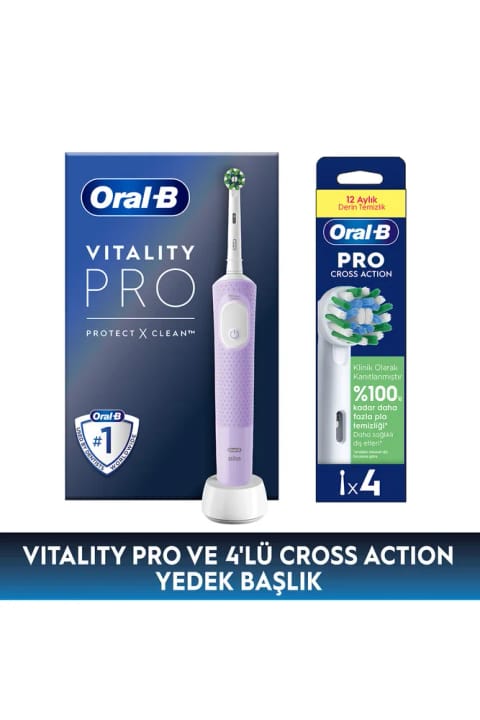 Oral-B شارژی/برقی مسواک Vitality Pro بنفش سری یدکی Cross Action