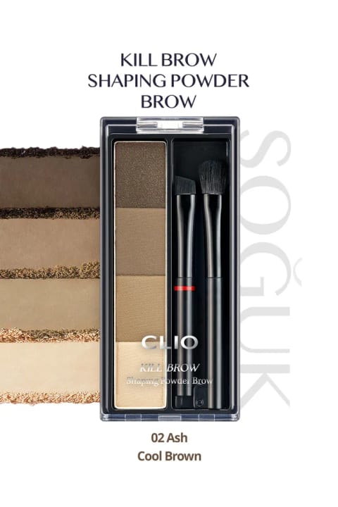 پالت سایه ابرو CLIO Kill Brow Shaping Powder Brow (02 Ash Cool Brown)