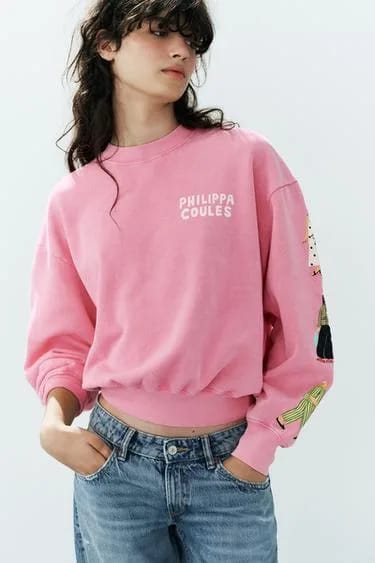 Zara Philippa Coules هودی ابلق (جلوه رنگ رفته)