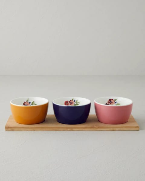 ظرف سرو Stoneware مجموعه Garden Serenity، ۴ پارچه، ۹,۵×۵ سانتی‌متر، رنگارنگ