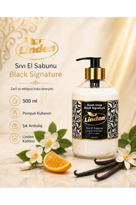 Linden شامپو دست مایع مشکی 500 میلی‌لیتر Black Signature