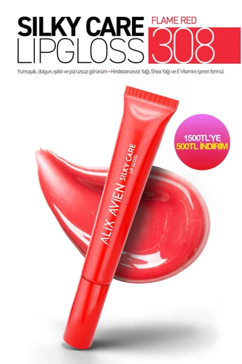 Alix Avien براقکننده لب با اثر حجمدهی و مرطوبکنندگی - Silky Care — 308 Flame Red