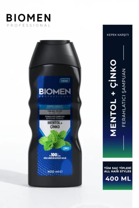 شامپو ضد شوره خنک‌کننده Biomen Professional با منتول و Zinc، ۴۰۰ میلی‌لیتر