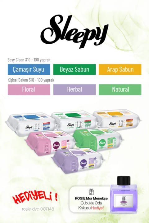 Sleepy 100'lü Kişisel Bakım ve Easy Clean Tanışma Paketi Rosie Hediye