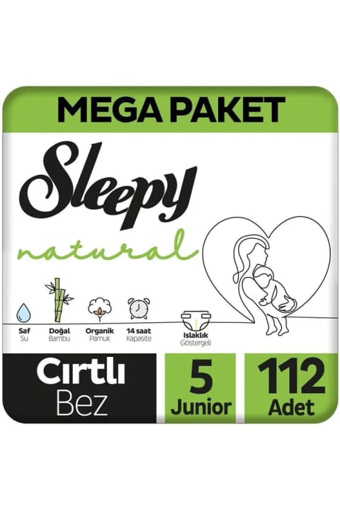 Sleepy Natural پوشک بچه سایز ۵ بسته بزرگ ۱۱۲ عددی