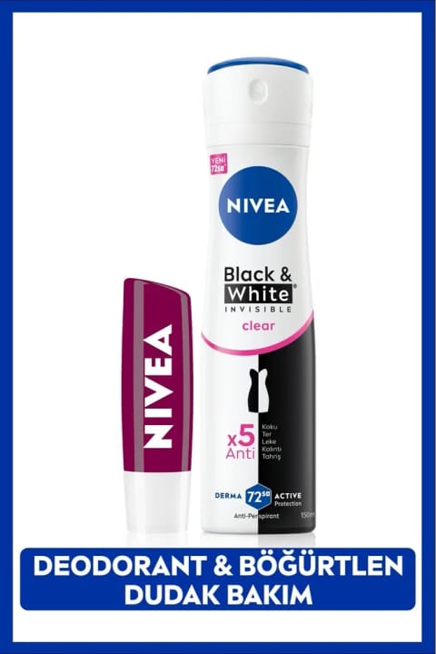 NIVEA بوغورتلن رنگی مرطوب‌کننده بالم لب و دئودورانت اسپری زنانه
