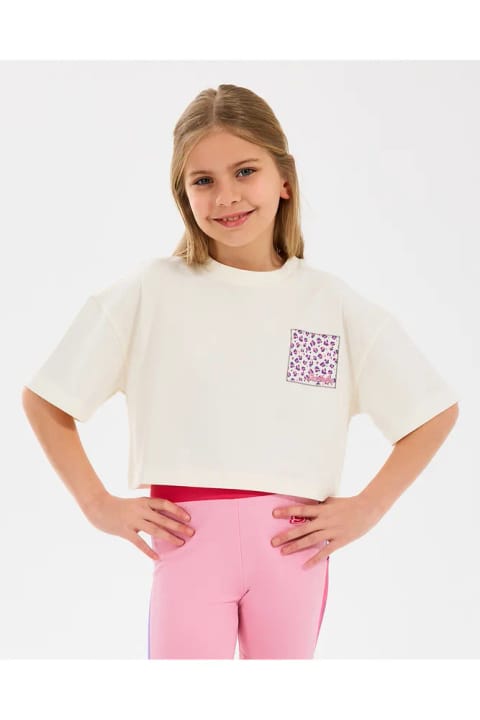 SKECHERS G Graphic Tee تاپ کراپ دخترانه بچه‌گانه بزرگ آف‌وایت