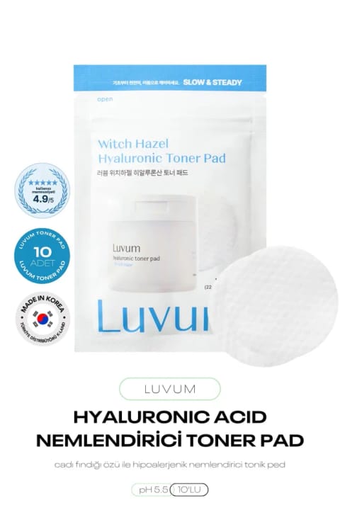 LUVUM Hyaluronic Acid و Witch Hazel مرطوب‌کننده تونر پد