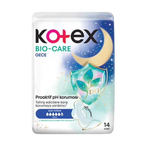 نوار بهداشتی Kotex Bio-Care Quadro شبانه ۱۴ عددی