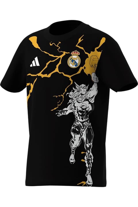 تی‌شرت آستین‌کوتاه مشکی بچگانه adidas REAL MARVEL JY5856