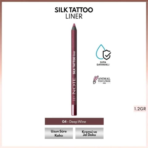 Note Silk Tattoo Liner مداد چشمی ژلهای ابریشمی ضدآب 04 Deep Wine