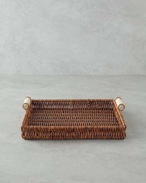 سینی Boho Rattan ۲۶×۲۶×۳ سانتی‌متر قهوه‌ای
