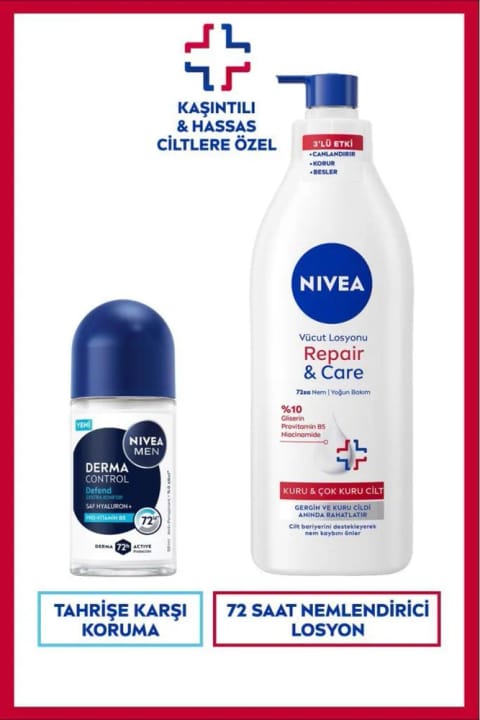 NIVEA MEN رولآن ضد تعریق Derma Control Defend 50ml + لوسیون بدن Repair&Care