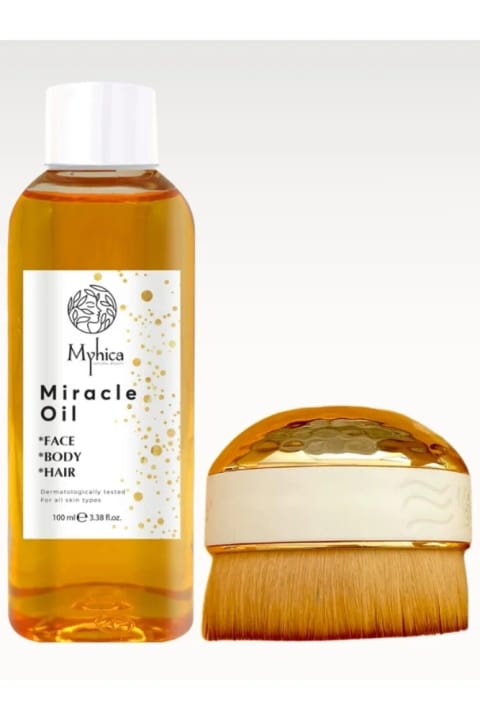 Myhica مرطوبکننده روغن مراقبت صورت، بدن و مو + براش فونداسیون صورت و بدن...
