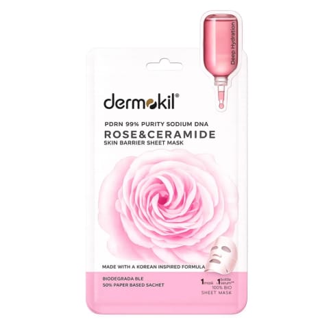 Dermokil ماسک ژله‌ای کاغذی PDRN، رز و سراماید ۲۵ گرم