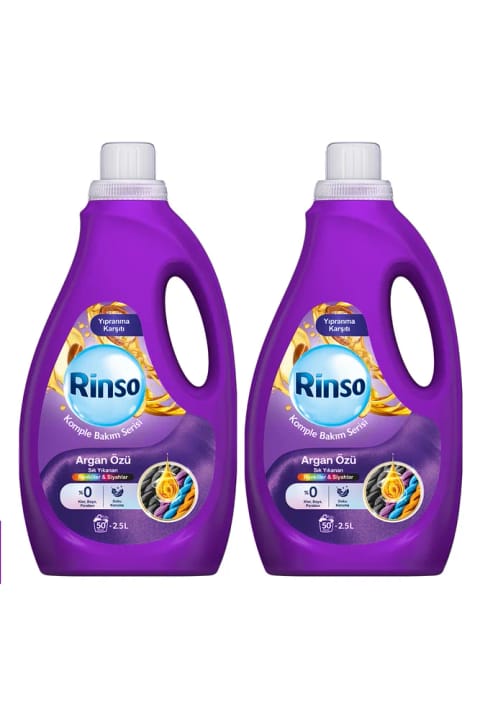 Rinso مایع لباسشویی سری مراقبت کامل با عصاره آرگان برای لباسهای رنگی و مشکی — ۲ بسته