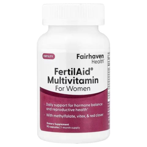 مولتی ویتامین Fairhaven Health FertilAid برای بانوان با methylfolate، vitex و red clover، ۹۰ کپسول