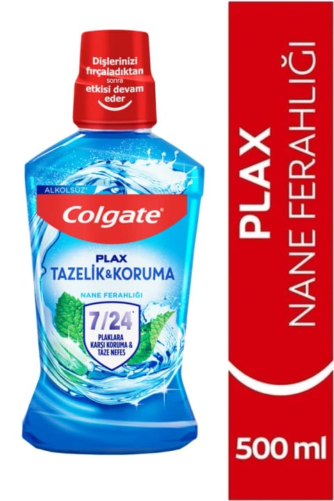 Colgate Plax نعناع تازگی ضد پلاک دهانشویه بدون الکل ۵۰۰ میلی‌لیتر
