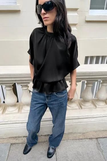 SATIN DRAPE BLOUSE