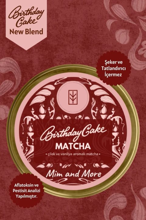 Mim and More Birthday Cake Matcha - طعم توت فرنگی و وانیل، ۲۵ گرم