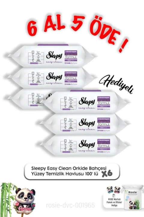 Sleepy باغ ارکیده دستمال تمیزکننده سطوح 100 عددی (پیشنهاد 6 عددی با پرداخت 5 عددی) و Rosie پنبه