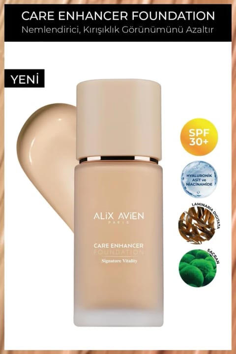 Alix Avien کرم پودر ضد چروک مرطوبکننده با SPF30 و پایانی درخشان — 807 Apricot