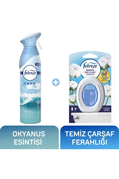 فبریز خوشبوکننده هوا اقیانوس + طراوت ملحفه تمیز حمام