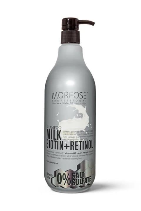 Morfose شامپوی بدون سولفات و نمک حاوی Biotin و Retinol با شیر 1000 میلیلیتر