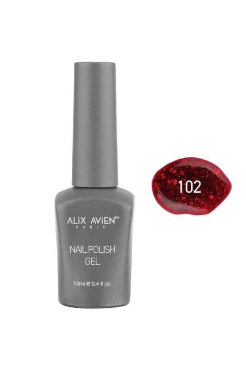 Alix Avien لاک ژل دائمی قرمز درخشان 102 - 12 میلی‌لیتر